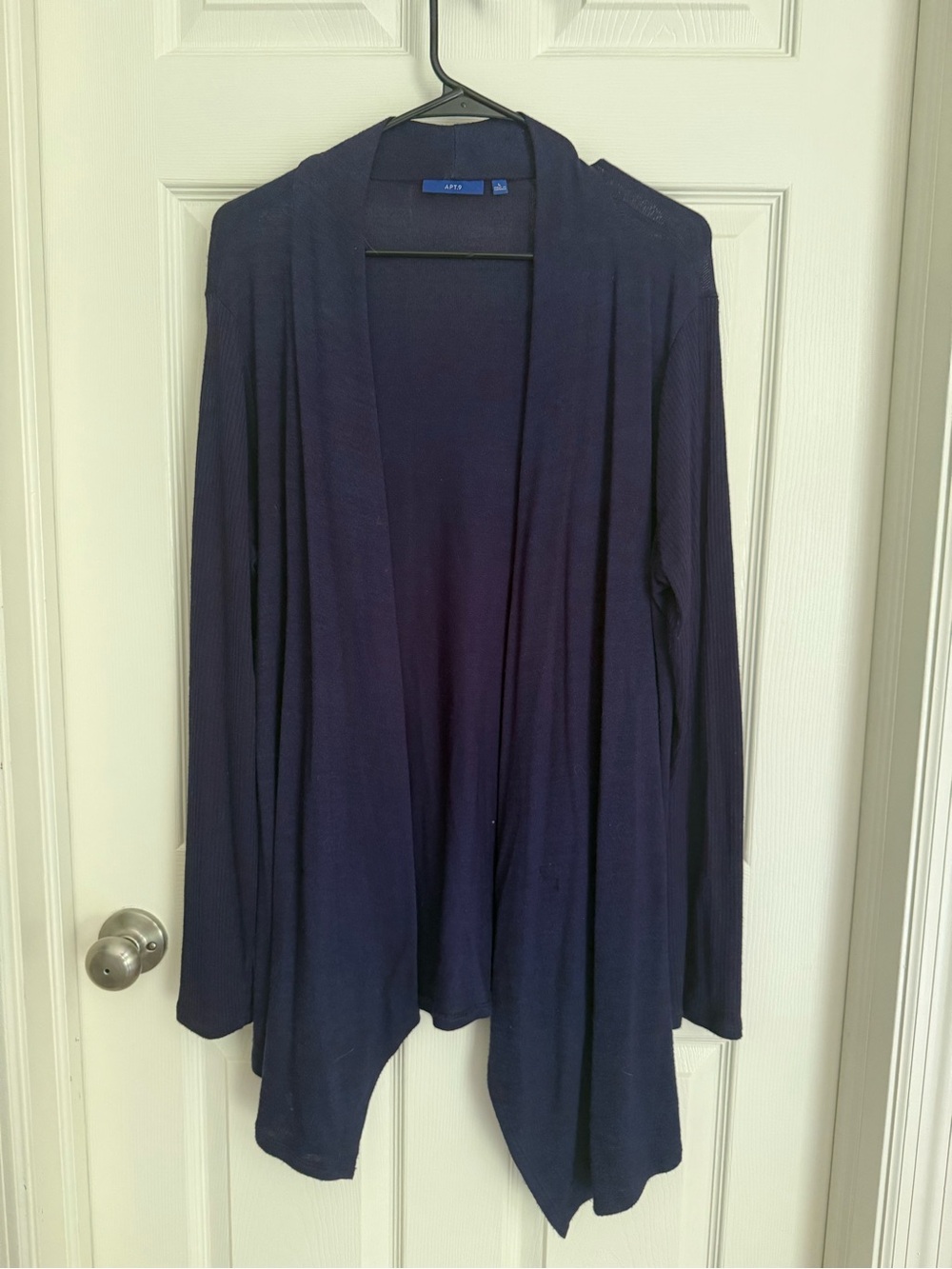Apt. 9 Navy Open-Front Waterfall Cardigan